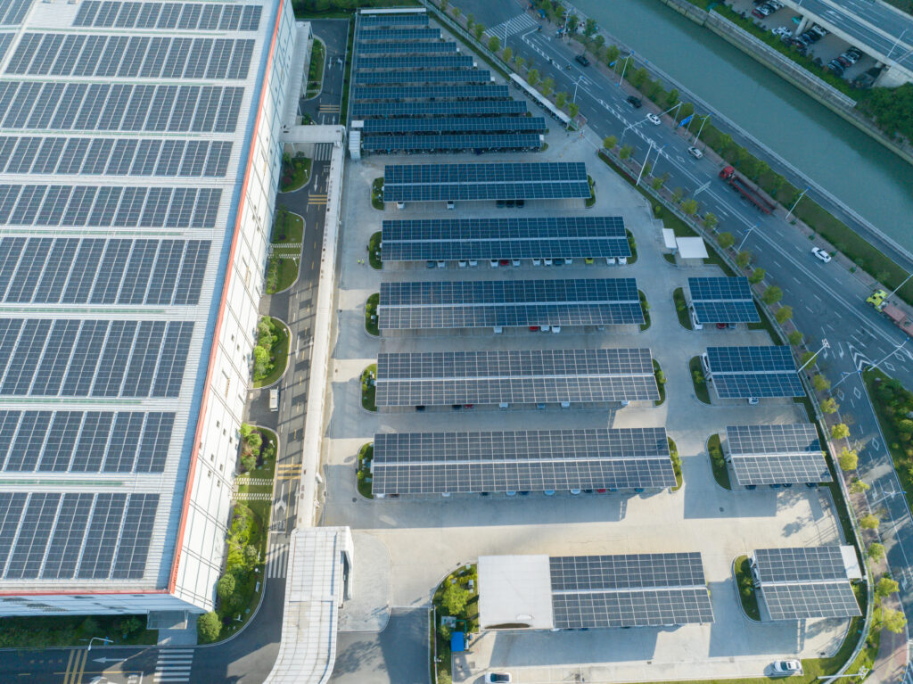 Charging stations and photovoltaic panels